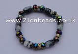 CBR33 5pcs lampwork glass & AB color crystal beads stretchy bracelet