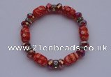 CBR34 5pcs lampwork glass & AB color crystal beads stretchy bracelet