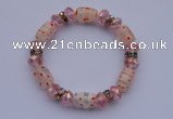 CBR35 5pcs lampwork glass & AB color crystal beads stretchy bracelet