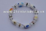 CBR38 5pcs imitation Swarovski crystal & lampwork glass beads bracelet