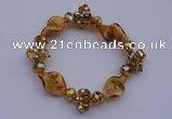 CBR42 5pcs AB color crystal & lampwork glass beads stretchy bracelet