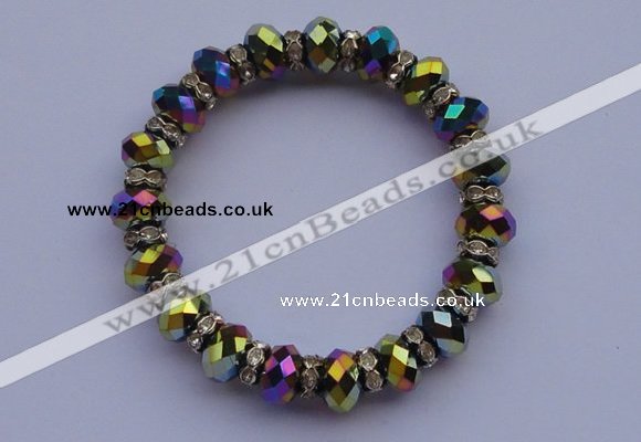CBR50 5pcs 7 inches faceted rondelle AB color crystal beads bracelet