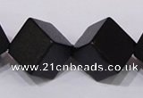 CBS25 15.5 inches 15*15mm cube black stone beads wholesale