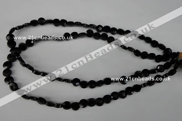 CBS291 15.5 inches 8mm faceted coin blackstone beads wholesale