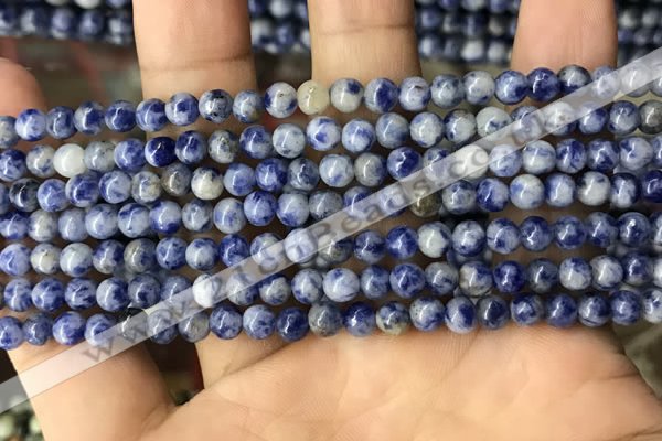 CBS600 15.5 inches 4mm round blue spot stone beads wholesale