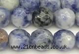 CBS611 15 inches 6mm faceted round blue spot stone beads