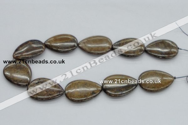CBZ15 15.5 inches 30*40mm flat teardrop bronzite gemstone beads