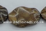 CBZ21 15.5 inches 25*35mm lotus leaf form bronzite gemstone beads