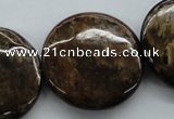 CBZ320 15.5 inches 30mm flat round bronzite gemstone beads wholesale