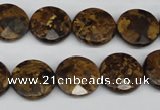 CBZ431 15.5 inches 15mm faceted coin bronzite gemstone beads