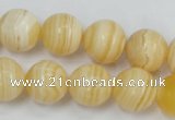 CCA204 15.5 inches 14mm round yellow lace calcite beads