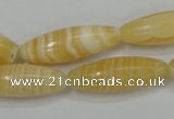CCA209 15.5 inches 10*30mm rice yellow lace calcite beads