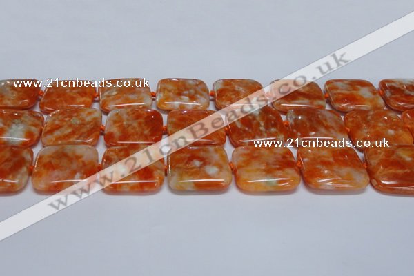 CCA495 15.5 inches 30mm square orange calcite gemstone beads