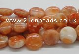 CCA54 15.5 inches 12mm flat round orange calcite gemstone beads