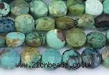 CCB1152 15 inches 4mm faceted coin turquoise beads