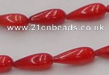 CCB142 15.5 inches 5*12mm teardrop red coral beads wholesale
