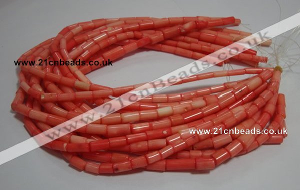 CCB84 15.5 inches 5*10mm column pink coral beads Wholesale