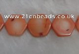 CCB85 15.5 inches 13mm hexagon pink coral beads Wholesale