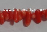 CCB91 15.5 inch 4*11mm irregular branch pale red coral chip beads