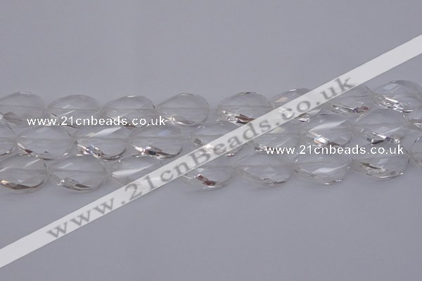 CCC521 15.5 inches 18*25mm twisted & faceted oval white crystal beads