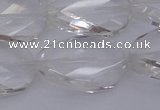 CCC522 15.5 inches 20*30mm twisted & faceted oval white crystal beads