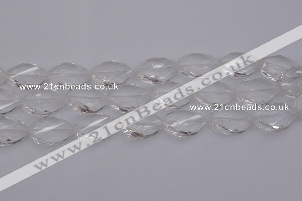 CCC527 15.5 inches 20*30mm twisted & faceted teardrop white crystal beads