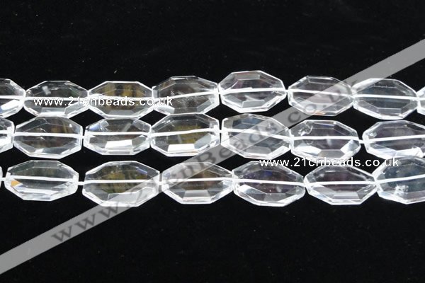 CCC752 15.5 inches 18*28mm faceted octagonal natural white crystal beads