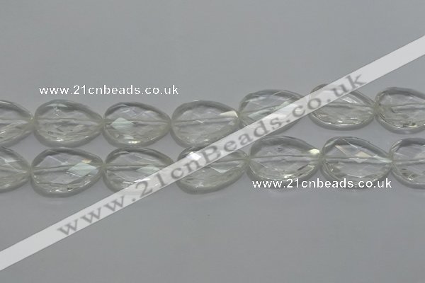 CCC812 22*30mm faceted flat teardrop natural white crystal beads