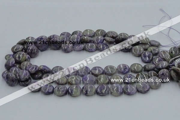 CCG03 15.5 inches 14mm flat round natural charoite gemstone beads