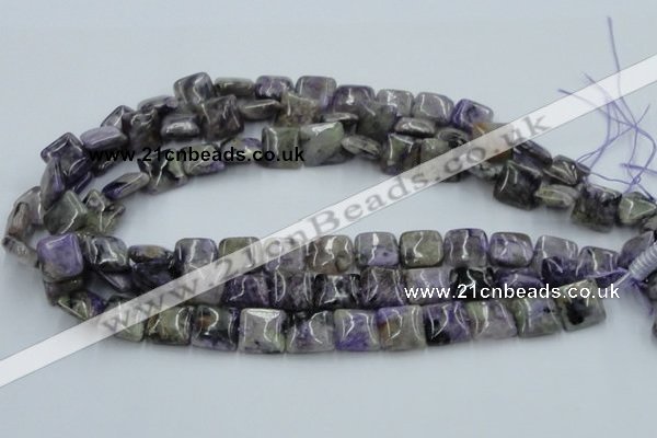 CCG10 15.5 inches 14*14mm square natural charoite gemstone beads
