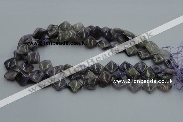 CCG14 15.5 inches 14*14mm diamond natural charoite gemstone beads