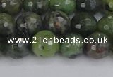 CCJ423 15.5 inches 10mm faceted round dendritic green jade beads