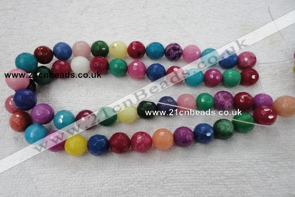 CCN1006 15.5 inches 14mm faceted round multi colored candy jade beads