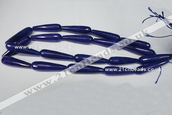 CCN2896 15.5 inches 10*40mm faceted teardrop candy jade beads