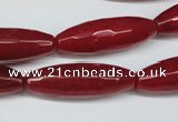 CCN2912 15.5 inches 10*30mm faceted rice candy jade beads
