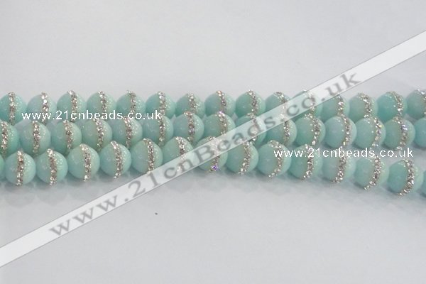 CCN4612 15.5 inches 10mm round candy jade with rhinestone beads
