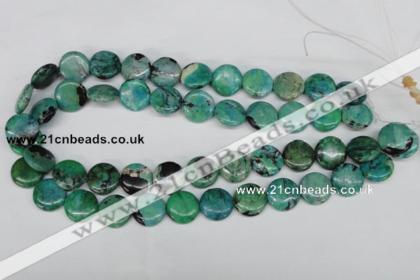CCO152 15.5 inches 16mm flat round dyed natural chrysotine beads