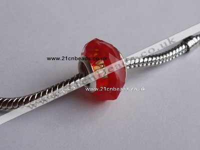 CCP09 30pcs silver plated core 9*14mm faceted roundel crystal European beads