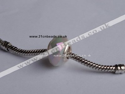 CCP55 30pcs silver plated 9.5*14mm faceted roundel crystal European beads