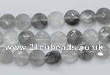 CCQ133 15.5 inches 8mm faceted coin cloudy quartz beads wholesale