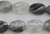 CCQ249 15.5 inches 13*18mm twisted oval cloudy quartz beads wholesale