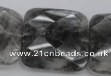 CCQ264 15.5 inches 35*35mm faceted square cloudy quartz beads