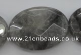 CCQ268 15.5 inches 30*40mm faceted oval cloudy quartz beads