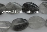 CCQ278 15.5 inches 15*20mm faceted & twisted oval cloudy quartz beads