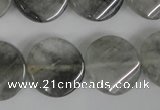 CCQ450 15.5 inches 20mm twisted coin cloudy quartz beads wholesale