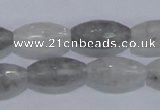 CCQ93 15.5 inches 10*20mm faceted rice cloudy quartz beads wholesale