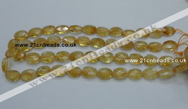 CCR24 15.5 inches 12*16mm faceted oval natural citrine gemstone beads