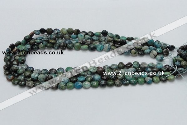 CCS14 15.5 inches 8mm flat round natural chrysocolla gemstone beads