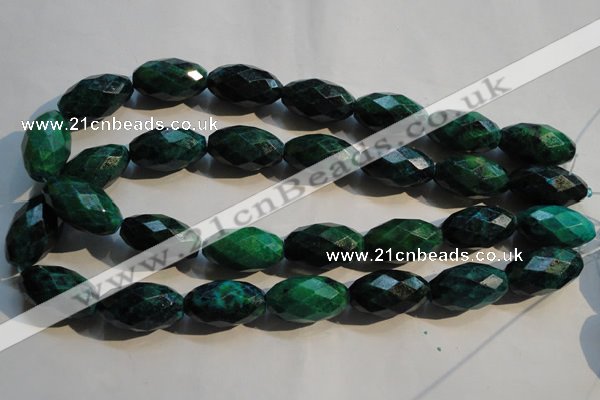 CCS638 15.5 inches 14*25mm faceted rice dyed chrysocolla gemstone beads