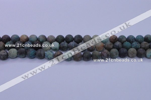 CCS763 15.5 inches 10mm round matte natural chrysocolla beads